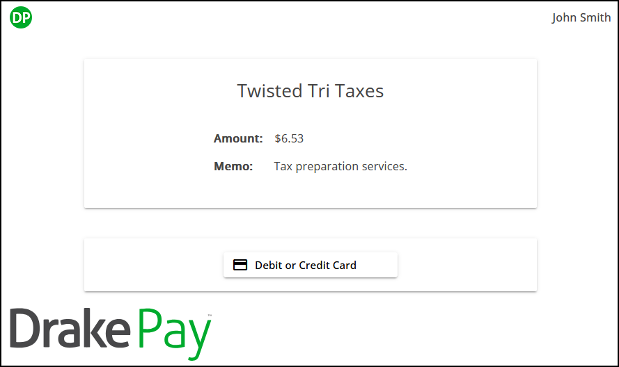 The Drake Pay payment page